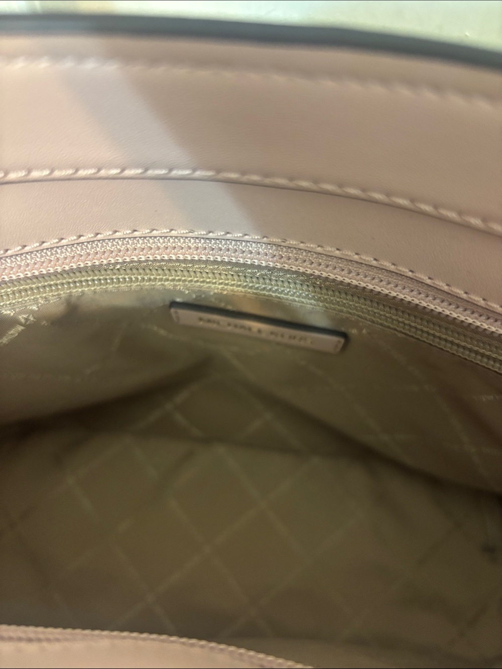 Michael Kors Beige Signature Tote with Pink Trim - Picture 2 of 5
